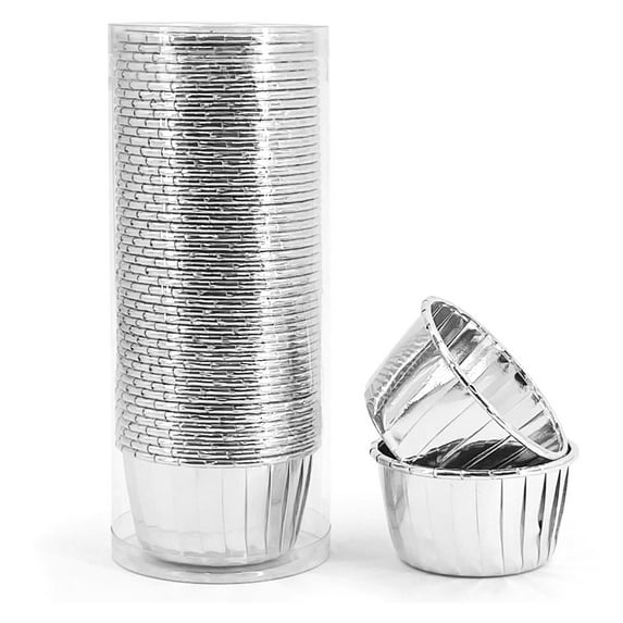 Cupcake cups, disposable aluminum foil muffin liners, gold cupcake baking cups, aluminum cupcake top panssilver