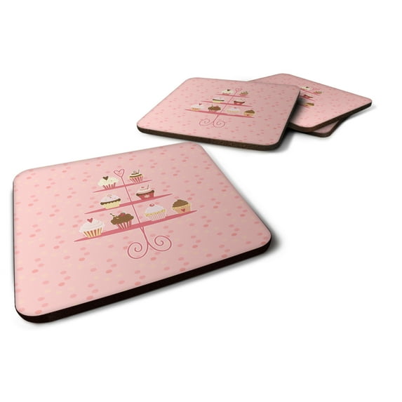 Cupcakes 3 Tier Pink Foam Coaster Set of 4