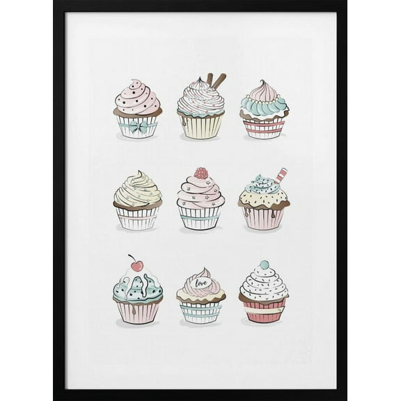 Cupcakes Framed Art Modern Wall Decor