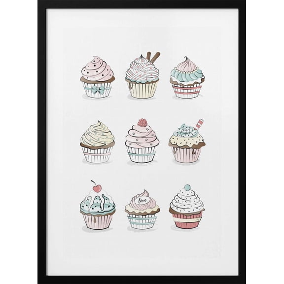 Cupcakes Framed Art Modern Wall Decor