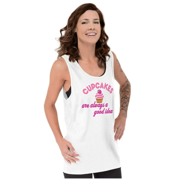 Cupcakes Good Idea Food Sweet Dessert Womens Plus Size Graphic Tank Top Brisco Brands 3X
