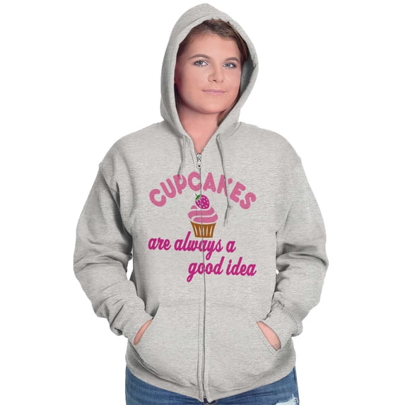 Cupcakes Good Idea Food Sweet Dessert Zip Hoodie Sweatshirt Women Brisco Brands S
