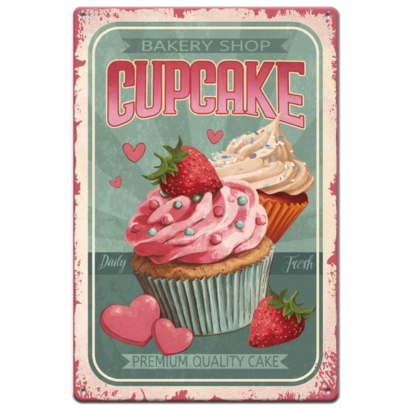 Cupcakes Metal Signs Desserts Tin Sign Cake Baking Metal Wall Plaques Funny Poster Vintage Decor Wall Art