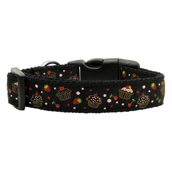 Cupcakes Nylon Ribbon Collar Black Medium