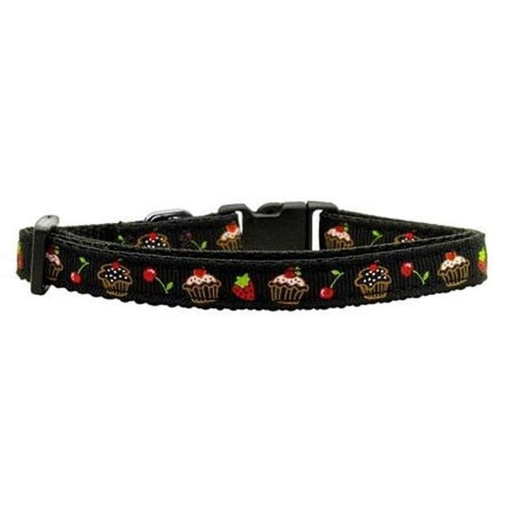 Cupcakes Nylon Ribbon Collar Black Small