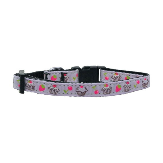 Cupcakes Nylon Ribbon Collar Purple X-Small