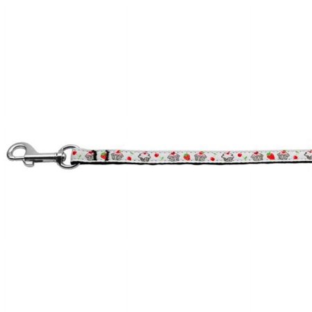 Cupcakes Nylon Ribbon Leash White .38 wide 6ft Long