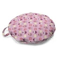 thumbnail image 1 of Cupcakes Round Floor Cushion with Handle, Pastry Arrangement Muffins and Macaroon Cookies, Decorative Pillow for Living Room & Dorms, 18" Round, Pink Multicolor, by Ambesonne, 1 of 4