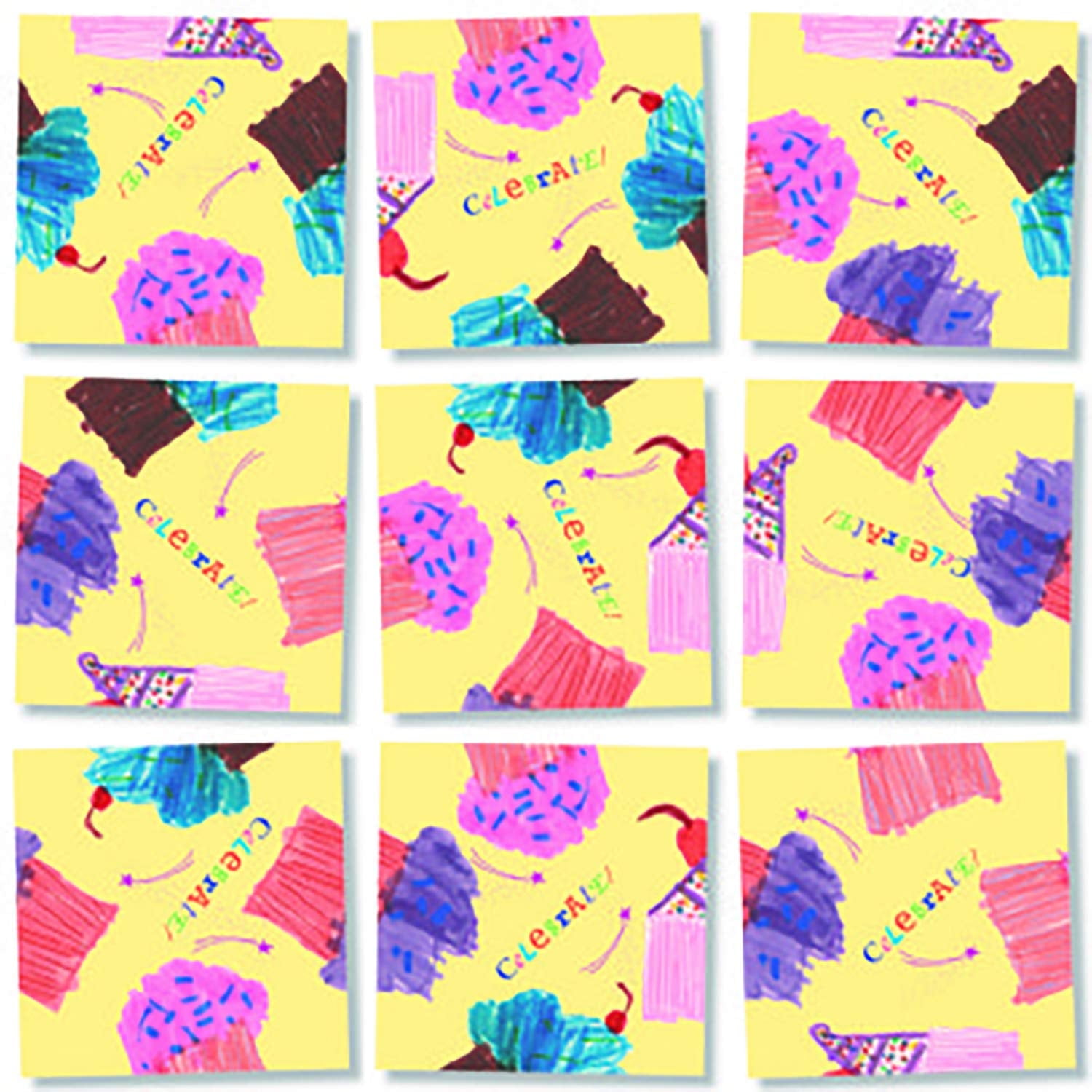 Colorful Cupcake Celebration 9-Piece Jigsaw Puzzle