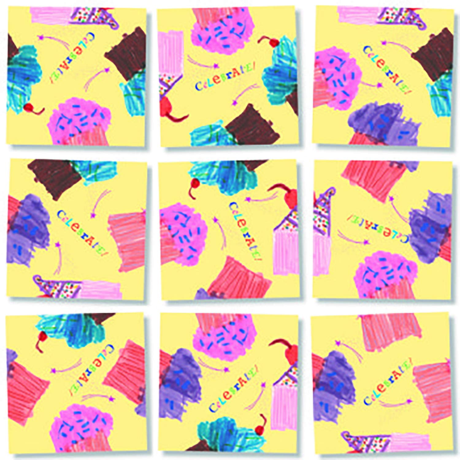 Colorful Cupcake Celebration 9-Piece Jigsaw Puzzle