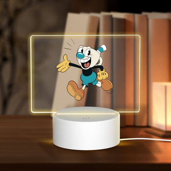 Cuphead Acrylic Night Light Adjustable 3 Light Modes USB Cable Lamp Light Display Base Rectangular LED Light For Bookshelves Desk Bedside Tables Bedroom Child Room