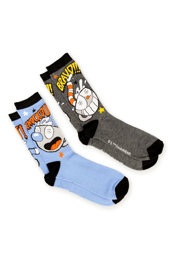 Adult Crew Sock | Cuphead and Mugman Socks | 2-Pack Bravo and Knockout