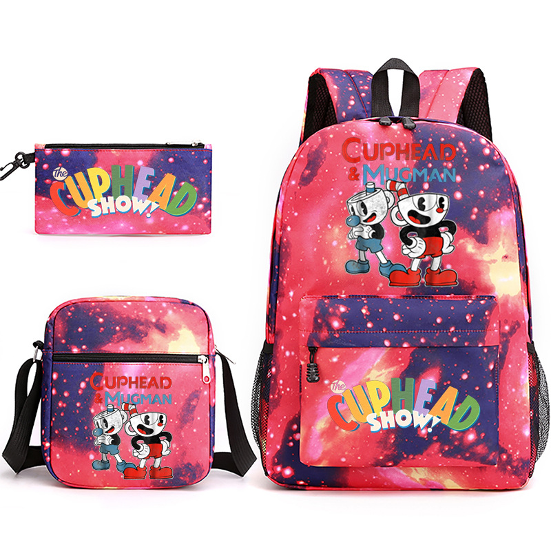 Cuphead Backpacks Sets, Cartoon Animal Laptop Backpack Daypack 3D