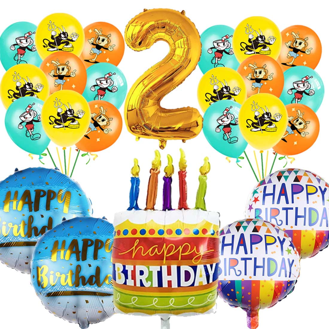 Cuphead Balloons Party Supplies 2nd Big Number Decorations Decor Kit ...