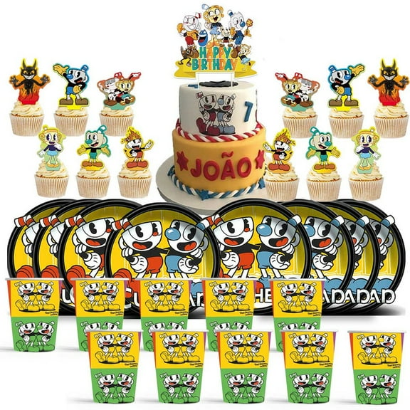 Cuphead Birthday Cups Party Supplies Plates Decorations Cake Topper Decor
