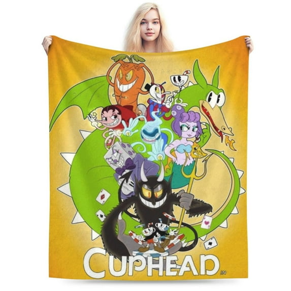Cuphead Blanket, Anime Throw Blanket For Bed Sofa Couch, Super Soft Flannel Blanket For Bedroom Livingroom, 80"X60"
