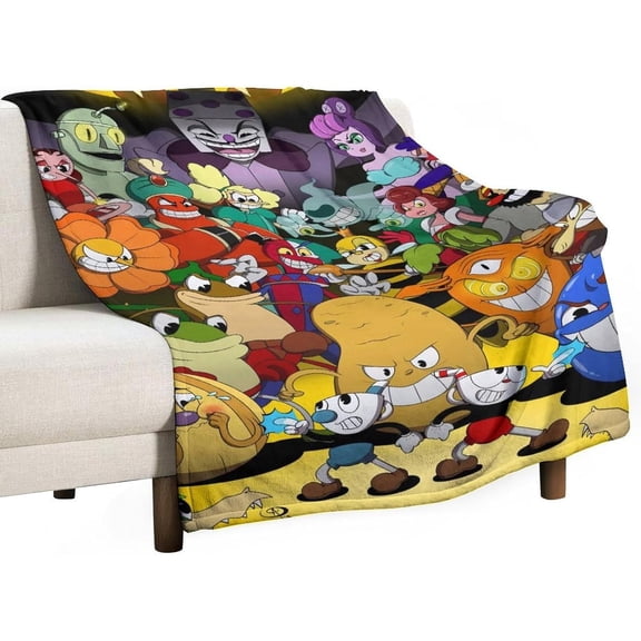 Cuphead Blanket Cartoon Flannel Throw Blankets Ultra Soft Flannel Lightweight Throws for Couch Bed Plush Fuzzy Microfiber Warm Thermal All Seasons Use 40”x30"