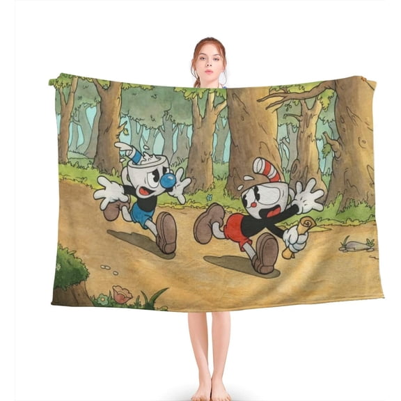 Cuphead Blanket Cartoon Flannel Throw Blankets Ultra Soft Flannel Lightweight Throws for Couch Bed Plush Fuzzy Microfiber Warm Thermal All Seasons Use 40”x30"
