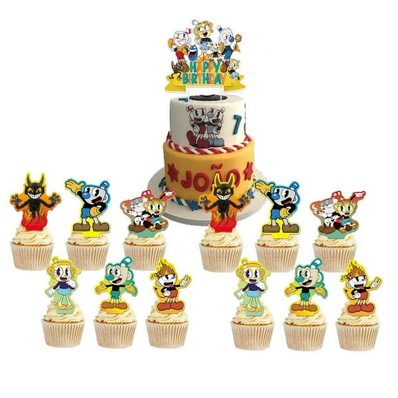 Cuphead Cake Topper CupcakeS Set Birthday Party Supplies Decoration Decor Kit