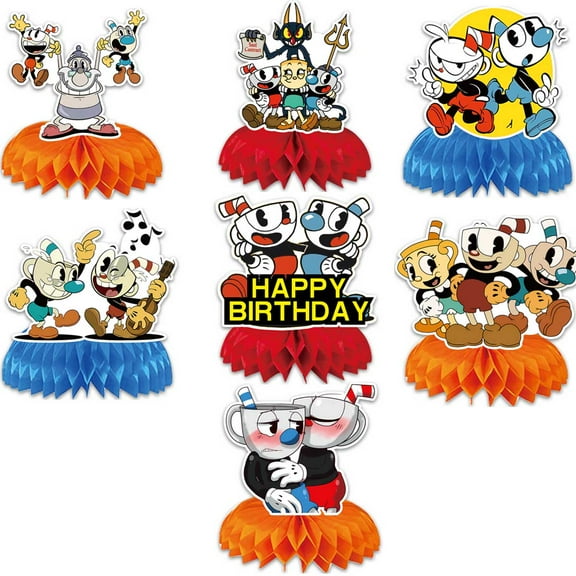 Cuphead Centerpieces Honeycomb Table Toppers Decorations for Photo Props Birthday Party Decor Supplies