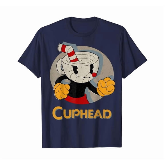 Cuphead Circle Shadow Profile Vintage Graphic T-Shirt
