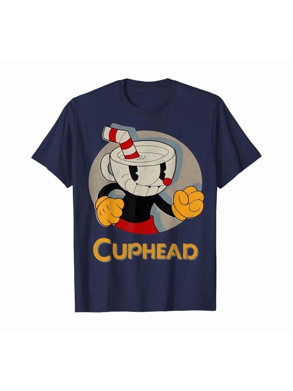 Cuphead Circle Shadow Profile Vintage Graphic T-Shirt