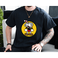 thumbnail image 1 of Cuphead Circle with Vintage Game Art Fan Apparel Unisex T-Shirt, up to size 3XL., 1 of 2