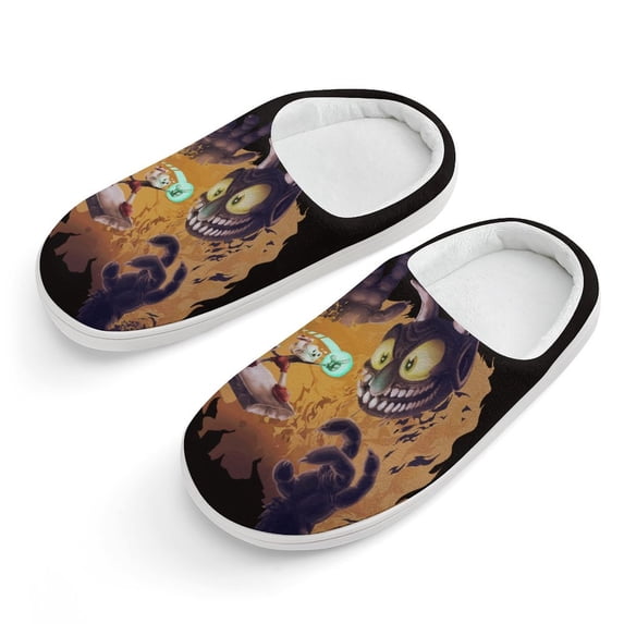 Cuphead Devil Kid's Cotton Slippers Winter Warm Soft Plush Slippers with Rubber Sole Non-Slip Indoor Outdoor Slip on Shoes Fluffy House Slippers For Boys Girls Teen
