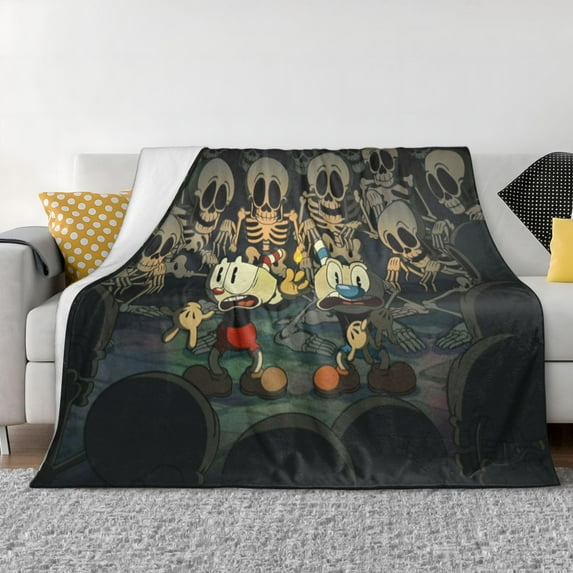 Cuphead Flannel Blanket Ultra-Soft Micro Fleece Throw Blanket For Bed Sofa Couch Car Office Unisex Adult Fuzzy Bed Blanket Cozy Kids Throw Blanket 40"x30"