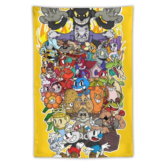Cuphead Game Tapestry Luxury Wall Hanging Tapestries Decoration For Living Room Bedroom Dormitory Mural Blanket Wall Art Tapestry