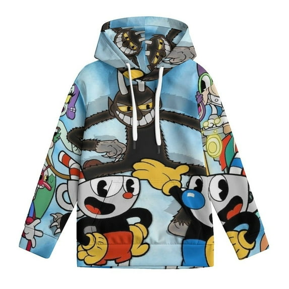 Cuphead Hoodies for Boys Girls, Kids 3D Print Pullover Hooded With Pocket, Youth Novelty Long Sleeve Hooded, Fashion Sweatshirt, S-XL