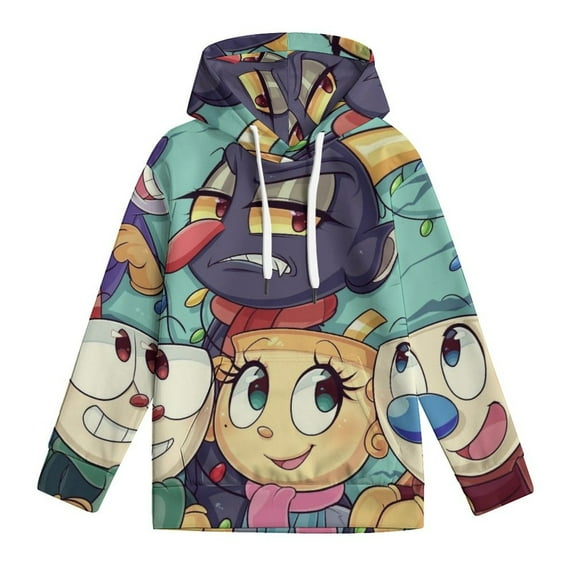Cuphead Hoodies for Boys Girls, Kids 3D Print Pullover Hooded With Pocket, Youth Novelty Long Sleeve Hooded, Fashion Sweatshirt, S-XL
