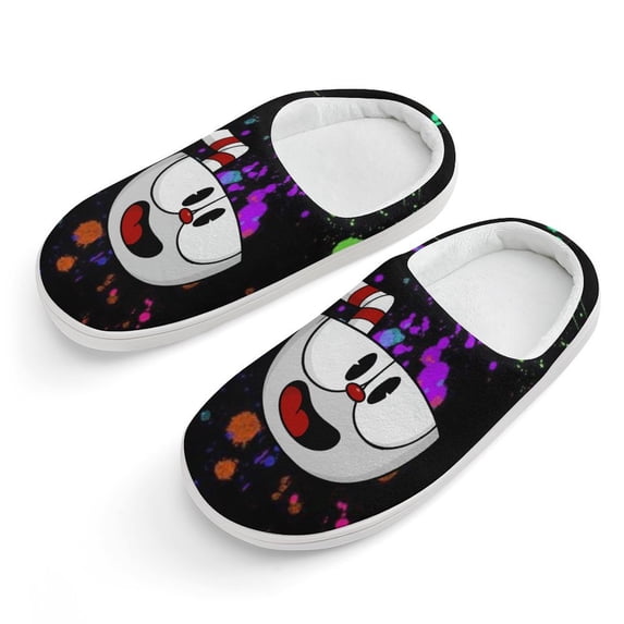 Cuphead Kid's Cotton Slippers Winter Warm Soft Plush Slippers with Rubber Sole Non-Slip Indoor Outdoor Slip on Shoes Fluffy House Slippers For Boys Girls Teen