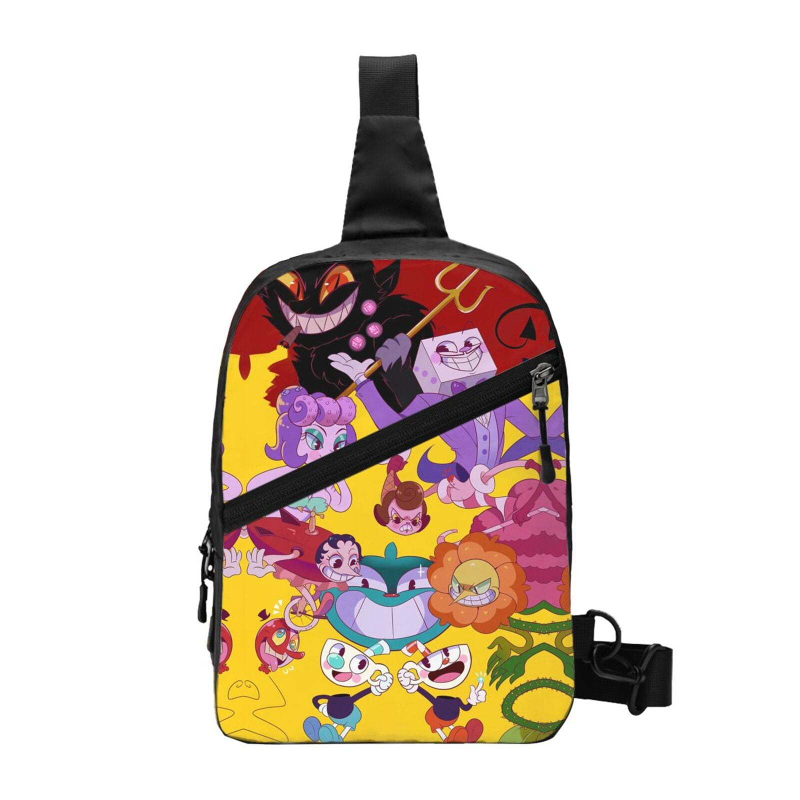 Cuphead Mugman Adjustable Sling Bag Cute Sling Backpack Crossbody Chest