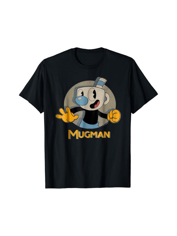 Cuphead Mugman Circle Shadow Profile Vintage Graphic T-Shirt, Vintage Birthday Gift