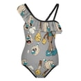 thumbnail image 1 of Cuphead Mugman One-Piece Swimsuit for Girls Adjustable One Shoulder Ruffled Swimwear Summer Beach Kids Bathing Suits Sizes 6-12Y, 1 of 7
