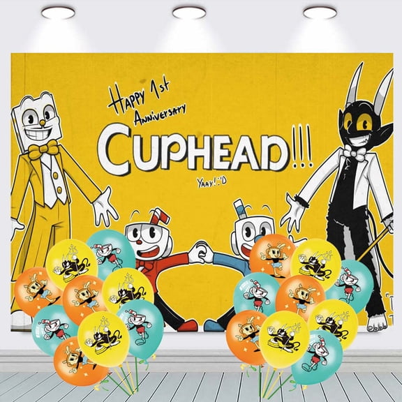 Cuphead Party Decorations Backdrop Banner Balloons Taspestry Wall Decor Background Poster Decor Supplies