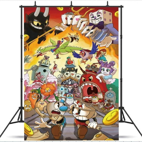 Cuphead Party Supplies Background Backdrop Taspestry Banner Poster Decor Decorations