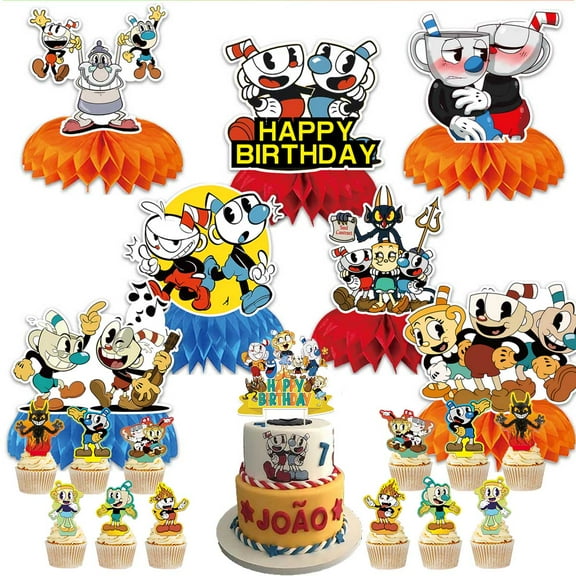 Cuphead Party Supplies Honeycomb Centerpieces Table Toppers Cake Toppers Decorations for Birthday Photo Props