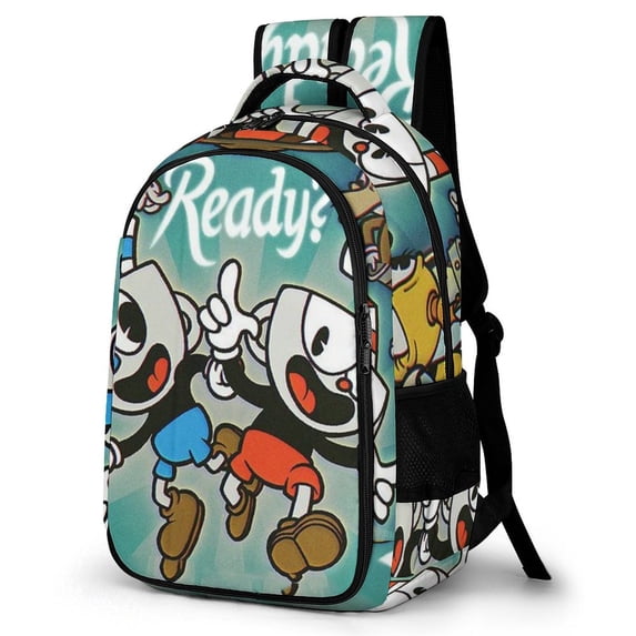 Cuphead School Bag Laptop Backpack Bookbag Satchel Multipurpose Large Capacity Daypack Adjustable Travel Bag Rucksack