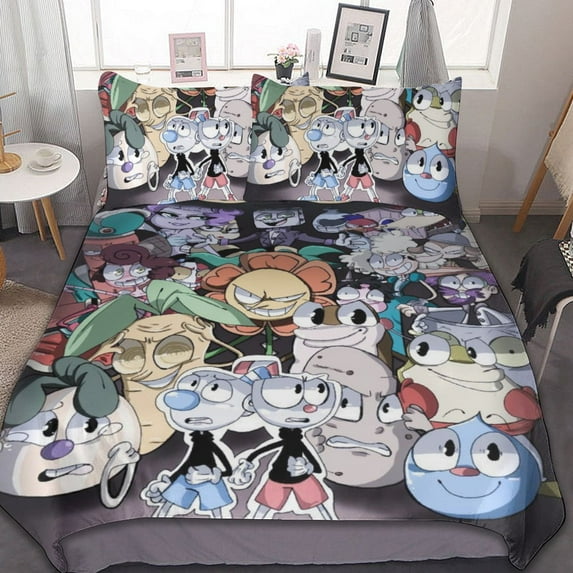 The Cuphead Show 3-Piece Bedding Set Warm And Comfortable Soft Duvet Cover Bed Set with 1 Duvet Cover And 2 Pillowcases for Boys Girls Kids Adult Bedroom All Season 86"x70"
