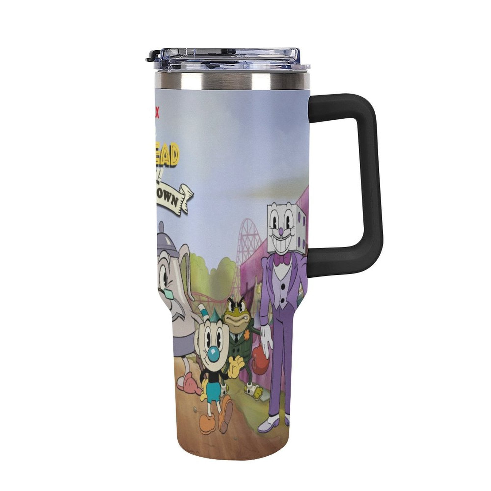 The Cuphead Show 40 Oz Tumbler With Handle And Straw, Stainless Steel ...