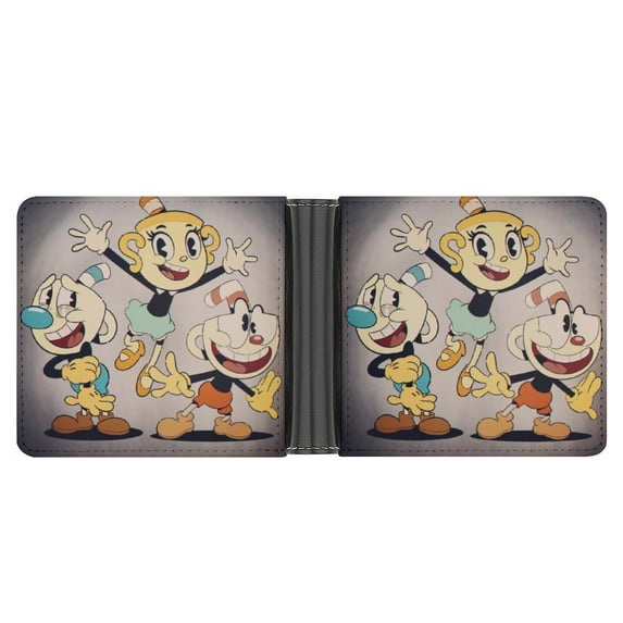 Cuphead Show Characters PU Leather Bifold Wallet Money Organizers Gift With Card Slots For Men And Women