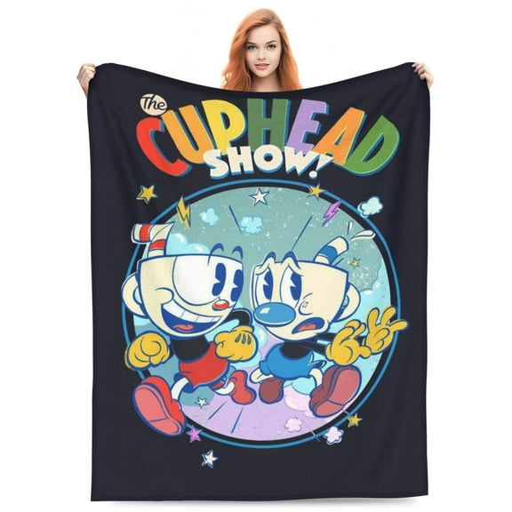 The Cuphead Show Flannel Blanket Ultra-Soft Micro Fleece Throw Blanket For Bed Sofa Couch Car Office Unisex Adult Fuzzy Bed Blanket Cozy Kids Throw Blanket 50"x40"