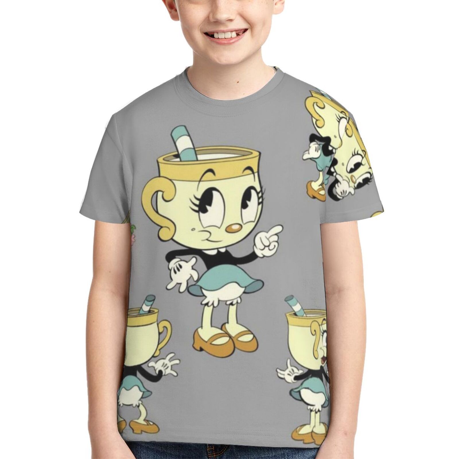 Cuphead Show Ms. Chalice Youth Unisex T-Shirt Crewneck Short