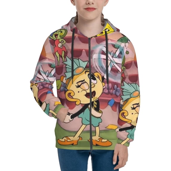 Cuphead Show Mugman Chalice Teen Sweatshirts Hoodies Youth Hooded Hoody Fashion Zipper Coat For Boys And Girls