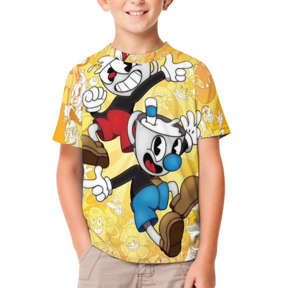 Cuphead T-Shirts for Boys Girls, Kids 3D Print Short Sleeve, Unisex Crew Neck Tee Shirts for Youth