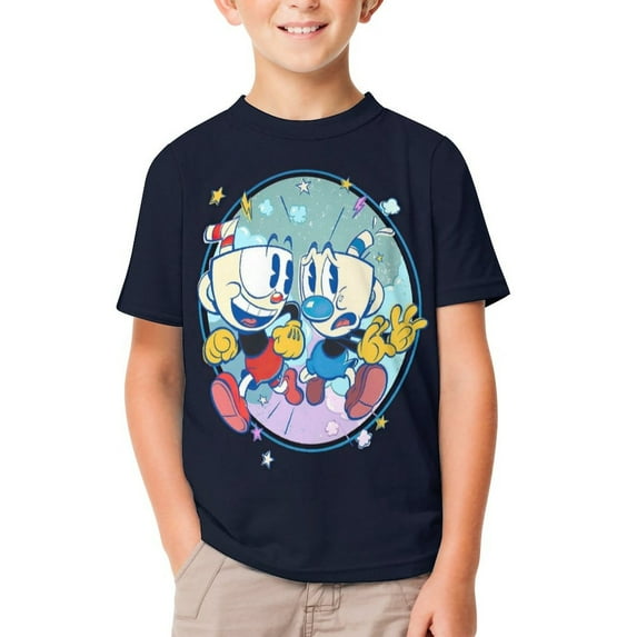 Cuphead T-Shirts for Boys Girls, Kids 3D Print Short Sleeve, Unisex Crew Neck Tee Shirts for Youth
