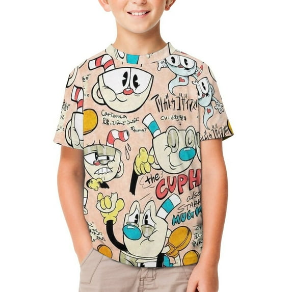 Cuphead T-Shirts for Boys Girls, Kids 3D Print Short Sleeve, Unisex Crew Neck Tee Shirts for Youth