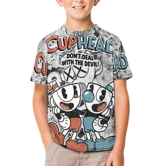 Cuphead T-Shirts for Boys Girls, Kids 3D Print Short Sleeve, Unisex Crew Neck Tee Shirts for Youth